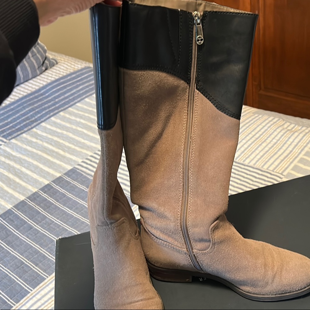 Stylish Tan and Black Knee-High Boots